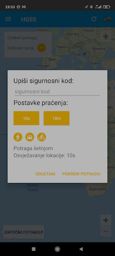 HGSS SAR tracker Screen 2