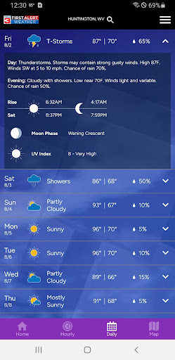 Screenshot of WSAZ First Alert Weather App