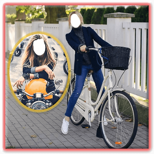 Girls Bike Cycle Photo Montage logo