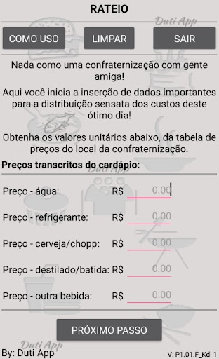 Android application RACHA; repartir com sensatez screenshort