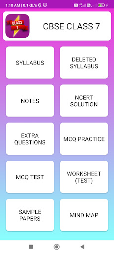 Android application Class 7 MCQ screenshort
