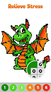Dragon Pixel Art Coloring Book