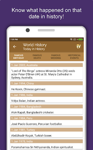 Screenshot of World History Dictionary App