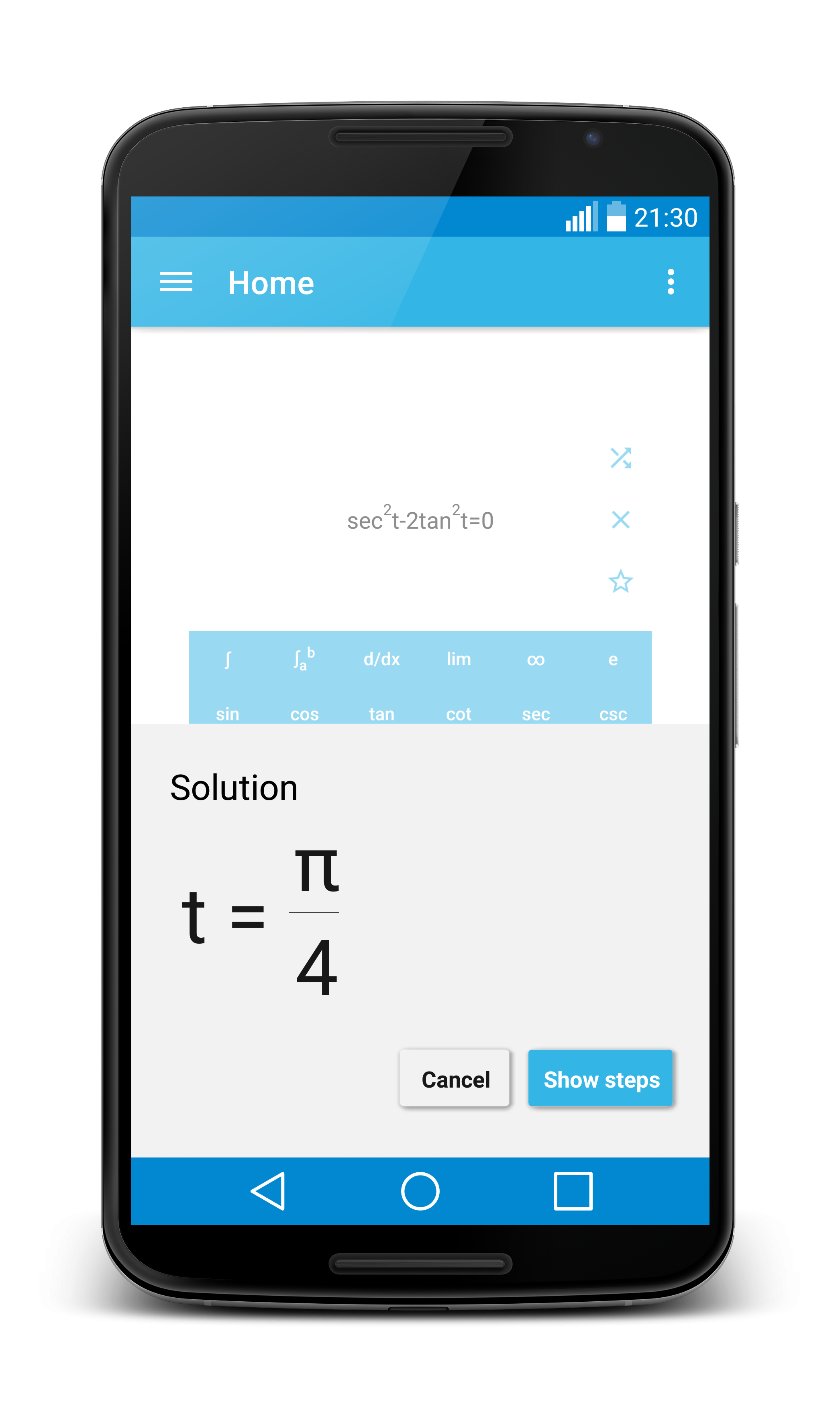 Android application MalMath: Step by step solver screenshort