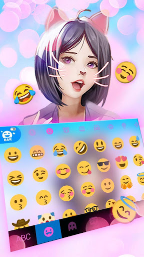 Pastel Cat Girl Keyboard Theme Screen 3