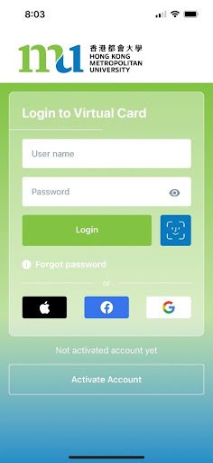 Android application HKMU Virtual Card screenshort
