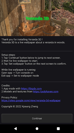 Android application Veranda 3D Wallpaper screenshort