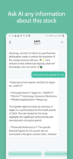 AI Stock Chatbot Assistant Screen 3