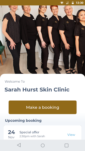 Android application Sarah Hurst Skin Clinic screenshort
