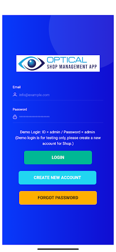 Android application Optical Shop Management screenshort