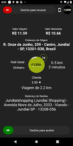 Android application Rolê - Motorista screenshort