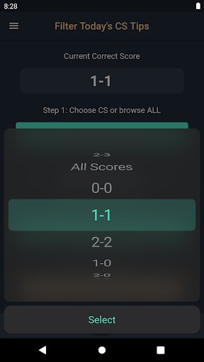 Correct Score King Screen 3