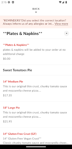 Sweet Tomatoes Pizza Screen 3