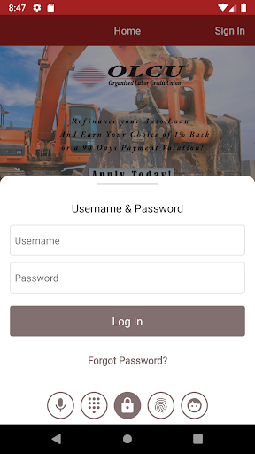 Organized Labor Credit Union Screen 3