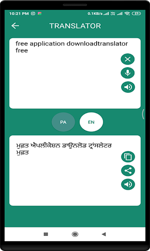 Punjabi to English translation Screen 2