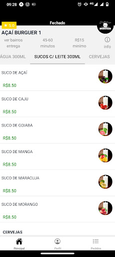 Android application Açai Burguer screenshort