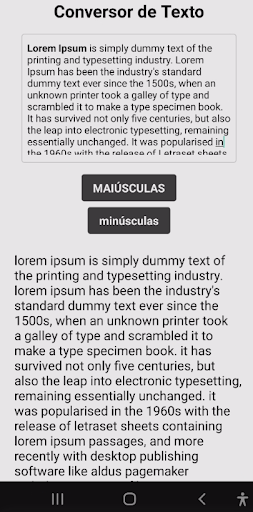 Android application Conversor Maiúscula Minúscula screenshort