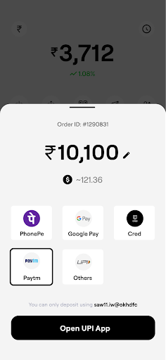 Avici- Buy Bitcoin with UPI Screen 2