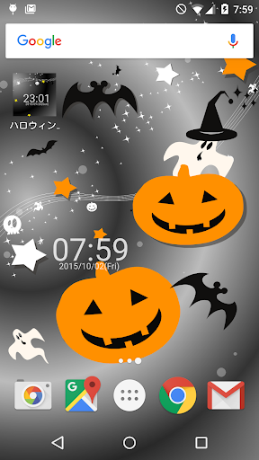ハロウィン パンプキンと時計のライブ壁紙 Screen 2