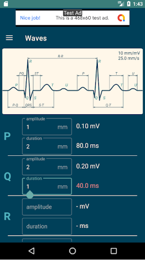 ECG calculator (demo) Screen 2