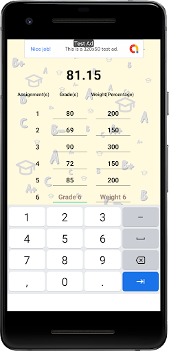 Grade Calculator Screen 3