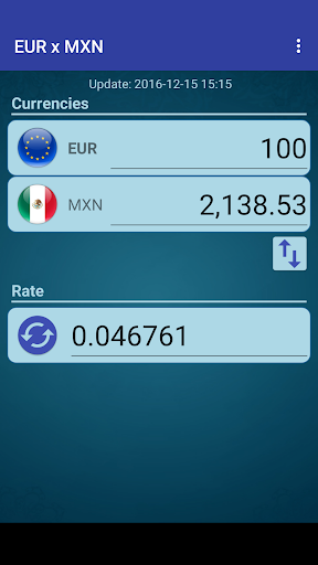 Android application Euro x Mexican Peso screenshort