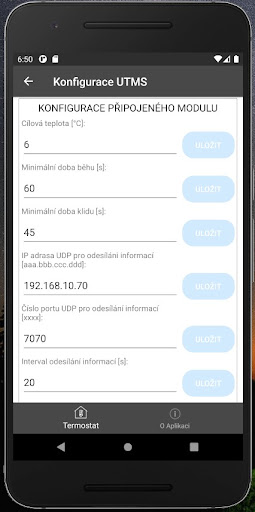Univerzální termostat (UTMS) Screen 2
