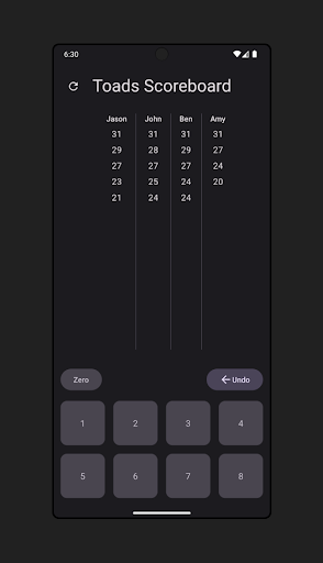 Android application Toads: Virtual Scoreboard screenshort