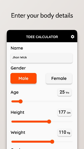 TDEE Calculator Calorie Count Screen 2