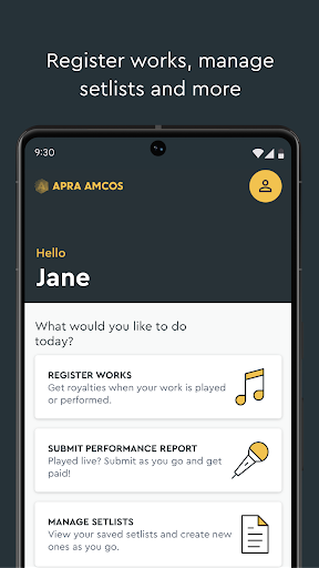 Android application APRA AMCOS for Music Creators screenshort