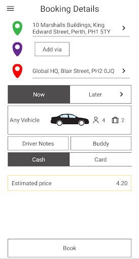 A & B Taxis Perth Screen 3