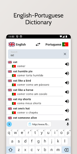 Android application Portuguese-English Dictionary screenshort
