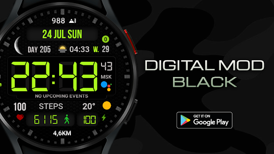 Digital Mod Black watchface