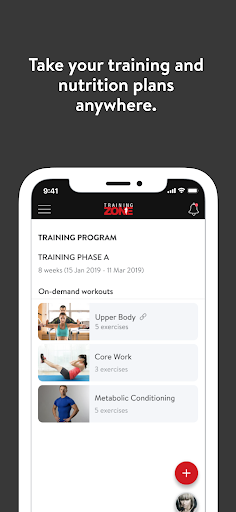 Screenshot of Training Zone App