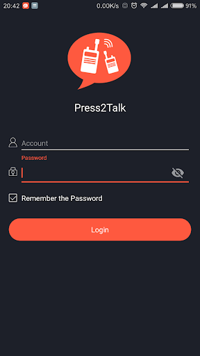 Android application Press2Talk screenshort