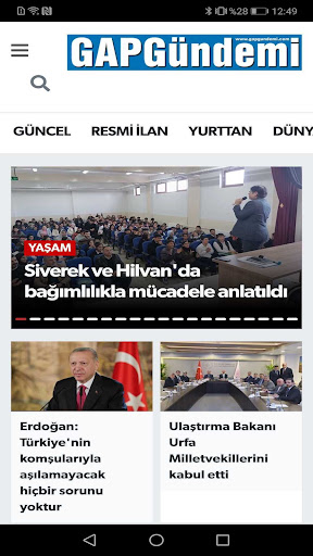 Android application GAP Gündemi screenshort