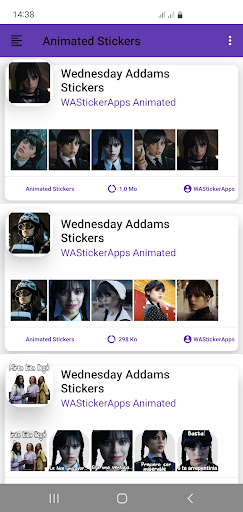 Android application Wednesday Adams Stickers screenshort