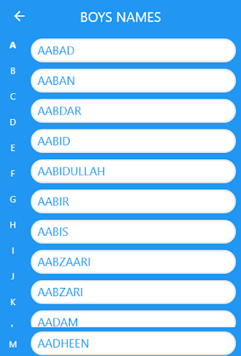 Muslim Names Screen 2