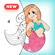 Mermaid Coloring - Glitter Mermaid color by number