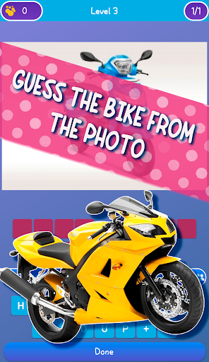 Android application Guess the bike games screenshort