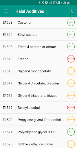 Android application Halal Additives screenshort