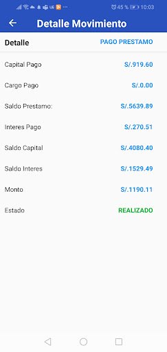 Android application BI Derrama Coop. screenshort