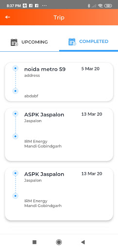 THINK Gas Journey Management Screen 3