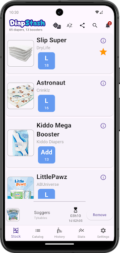 Android application DiapStash screenshort