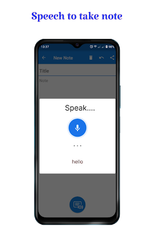 Android application ColorNote, Speech To Text screenshort