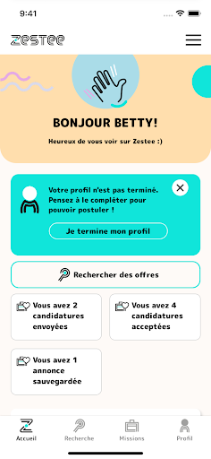 Android application Zestee Emploi Coiffure screenshort