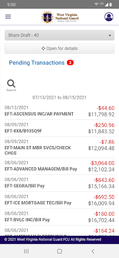 WVNGFCU Mobile Banking Screen 3