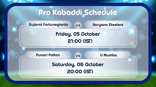 Pro Kabaddi 2023 : Schedule Screen 3