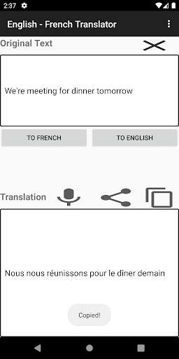 English - French Translator Screen 2