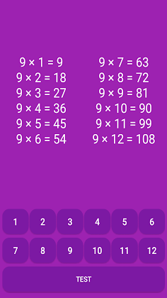 Multiplication tables 1 to 12 - Screenshot 2